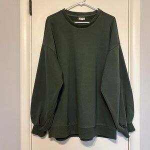 Anthropologie Pilcro Womens Green Oversized Bubble-Sleeve Pullover Sweatshirt XL